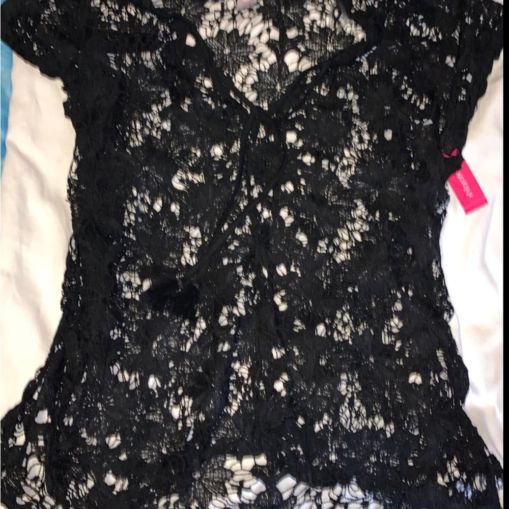 Xhilaration Black Lace Swim Coverup